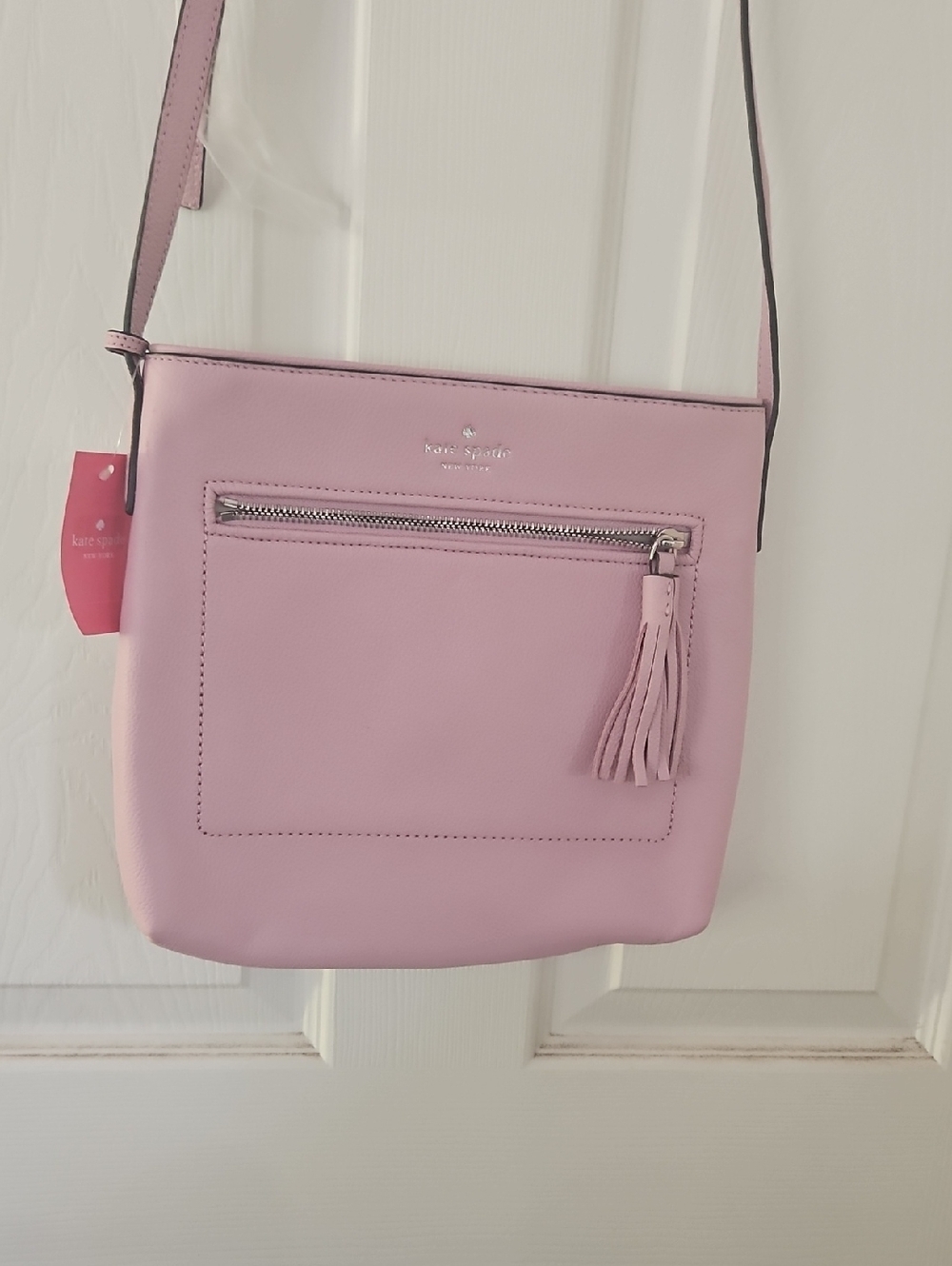 kate spade Light Pink Leather Crossbody with Tassel Zip